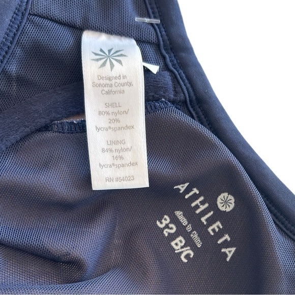 Athlete High Waisted Bikini Knot Scoop Neck Swimsuit Two Pieces Small Navy Blue - Picture 7 of 13